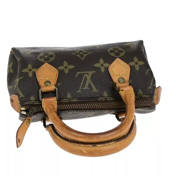AUTHENTICITY GUARANTEED LOUIS VUITTON Mini Speedy Hand Bag Monogram Leather - Picture 6 of 14
